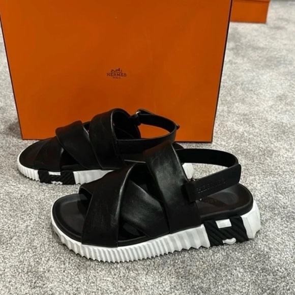 Hermes Shoes - Black and White Women's Sandals
